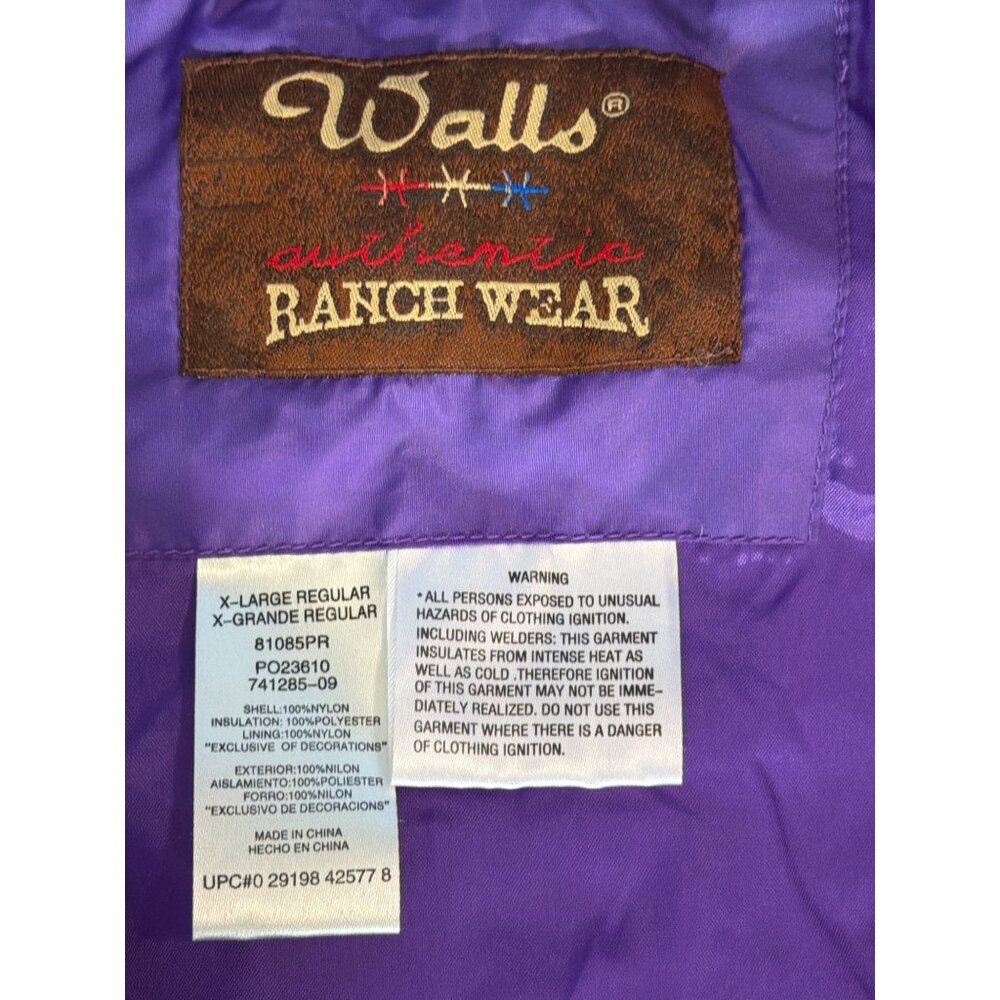 Walls Authentic Ranch Wear Purple Quilted Puffer Vest Women's XL - Picture 7 of 16